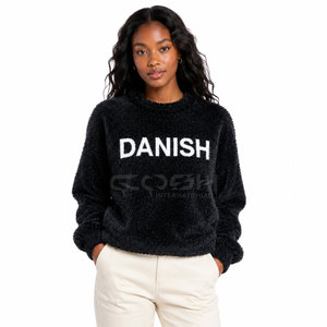 Cosh International Sorority Sisterhood Cárdigan Negro de Pelo Sintético Sherpa con Cuello Redondo y Manga Larga, Estampado Flocado DANISH, Top Casual de Invierno - Product Image 3