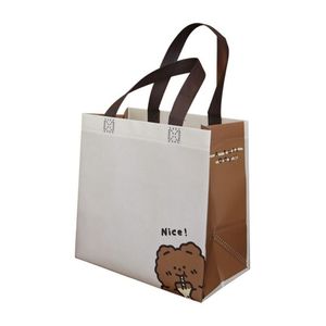 Sac de courses en non-tissé PP imprimé personnalisé avec motif de dessin animé, taille moyenne, avec poignée en sangle PP, pour usage quotidien - Product Image 3