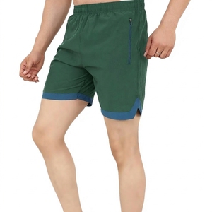 Shorts de course respirants pour hommes avec poches zippées, taille élastique, séchage rapide, style décontracté en maille - Product Image 1
