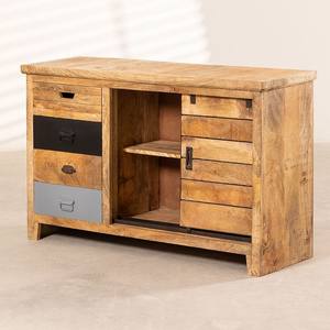 Buffet en bois de manguier massif Vandana Vento Maxima avec tiroirs et rangement industriel - Product Image 3