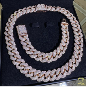 Hip Hop estilo 3-Row VVS D Color Moissanite cubano enlace cadena collar 925 plata esterlina Iced Out joyería para hombres - Product Image 3