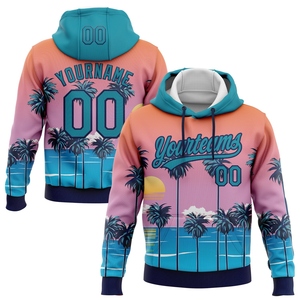 Sudadera con Capucha de Diseño Nuevo, Personalizada y Cosida, con Estampado 3D de Palmeras Hawaianas en Naranja, Verde Azulado, Rosa y Azul Marino, Venta al Por Mayor Directa de Fábrica - Product Image 1