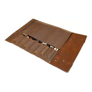Bolsa Portacuchillos de Cuero Genuino Personalizable al por Mayor, Estuche para Cuchillos de Chef con 15 Ranuras y Cinturón Desmontable, Soporte de Cuero Vacuno para Cuchillos de Chef - Product Image 4