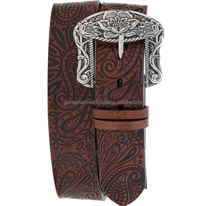 Cinturón de herramientas de cuero occidental de moda para hombre de marca de cuero genuino para cinturón de cuero tallado a mano unisex floral en relieve - Product Image 5
