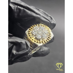 Bague ronde en argent sterling 925 avec diamant Moissanite, plaqué or, style Iced Out, bijou de déclaration pour les acheteurs en gros - Product Image 6