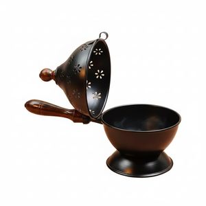 Supports d'encens en fer massif robuste personnalisés avec supports en bois, brûleurs d'encens antiques - Product Image 1