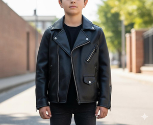 Contract Manufacturing <b>Kids</b> Leather Jackets Premium PU Outerwear Custom Logo Private Label Service for Global Brands - Product Image 3