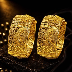 Wholesale Brass 14K18K24K Micron Gold Plated Dubai Style Openable Arabic <b>Bridal</b> Design Kada Jewelry Fashion Bangles Oro Joyeria - Product Image 2