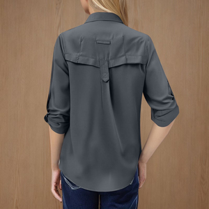 Chemise de pêche pour femmes avec logo personnalisé, 100% polyester, protection UV, manches longues, design de randonnée, légère, respirante - Product Image 4