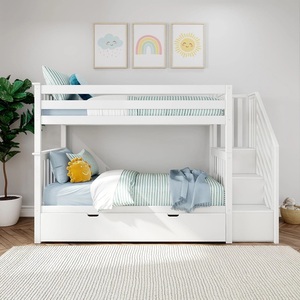 Meubles de chambre à coucher, cadre de lit en bois, lit superposé convertible pour enfants, lit double sur lit simple avec lit gigogne - Product Image 4