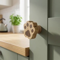 Poignée de meuble et bouton de placard en résine et bois, motif patte moderne, design écologique et durable pour tiroir de cuisine