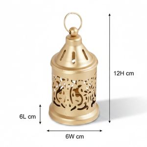 Lanterne en laiton avec motif découpé pour la décoration de la maison, porte-bougie résistant à la chaleur, lampe en métal - Product Image 6