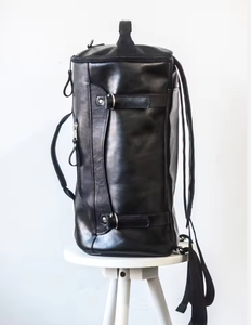 Sac de sport en cuir véritable noir, fait main, durable, spacieux, élégant, unisexe, qualité supérieure - Product Image 2