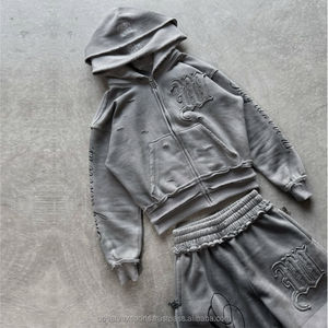 ชุดวอร์มเสื้อแจ็คเก็ตแบบมีซิปใส่ได้ทั้งชายและหญิงชุดวอร์มผ้าคอตตอนผ้าคอตตอนสำหรับฤดูหนาวออกแบบได้ตามต้องการผลิต400gsm - Product Image 5