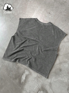 High Street Men's 100% Cotton Eco-Friendly Tank Top Vintage T-Shirt Sleeveless Design Solid Color Print Logo Back <b>Running</b> West - Product Image 2