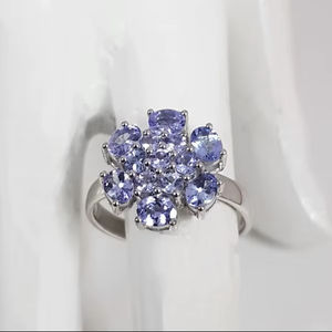 Handmade Tanzanite Flower <b>Ring</b> 925 Sterling <b>Silver</b> Natural Gemstone Jewelry Elegant Gift For Women Unique Design - Product Image 1