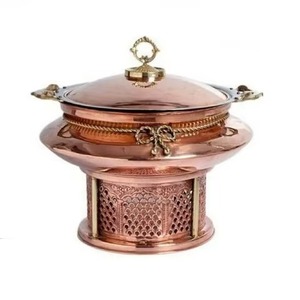 Cacerola Tradicional China de Cobre con Tapa de Acero Inoxidable de 24 cm, Recipiente Térmico para Alimentos, Acabado Pulido Redondo - Product Image 3