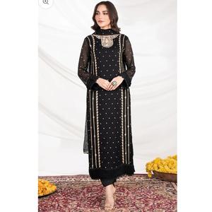 Hermoso estilo formal y modesto para todas las estaciones, Salwar Kameez de organza, sin arrugas, de secado rápido, ideal para Eid, bodas y Diwali. - Product Image 5