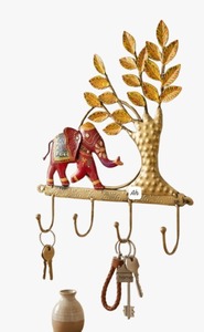 Handcrafted a Elephant Salute 4 Hook Iron Wall <b>Holder</b> High Quality Traditional Indian Craft Eco-Friendly Self-adhesive <b>Keys</b> - Product Image 6