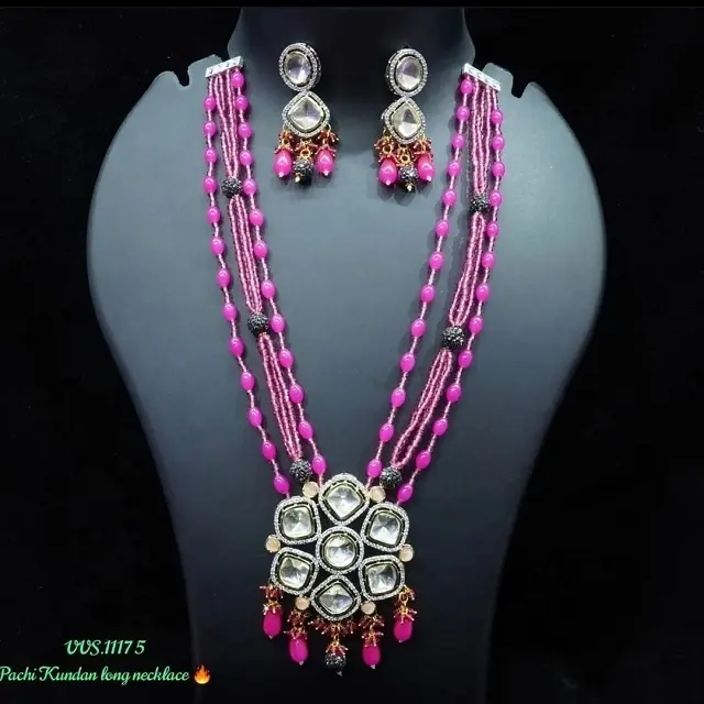 Болливуд индийское многожильный свадебное ожерелье серьги Maangtikka & кольцо набор для женщин
