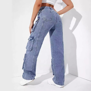 Pantalones Vaqueros de Mezclilla para Mujer, Corte Clásico y Atemporal, Cómodos, Mezcla de Algodón, Ideales para Uso Diario, Estilo Urbano Informal - Product Image 3
