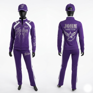 Survêtement de cheerleading à capuche en polyester tricoté 300 GSM, imperméable, coupe-vent, avec doublure polaire, panneaux contrastants bleu et blanc, logo personnalisé - Product Image 1