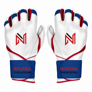 Customized NOVERA INDUSTRIES Children's Heavy Duty Leather Baseball Batting <b>Gloves</b> Hook Loop Closure Quick-Dry Breathable - Product Image 1