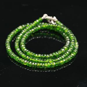 Collier en argent sterling 925 avec tsavorite verte de 3 mm, qualité excellente, perles de forme ronde - Product Image 1