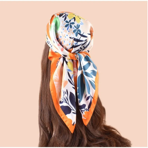 Pañuelo Floral Colorido de 68 cm para Mujer, Pañuelo Fino de Seda para Primavera/Verano, Elegante, Versátil, para la Cabeza o como Chal - Product Image 1