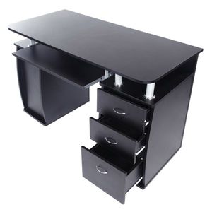 Bureau d'ordinateur portable en MDF noir de 15 mm avec 3 tiroirs dans une seule boîte - Product Image 6
