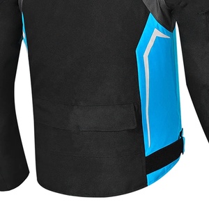 Blouson de moto pour homme noir et bleu, manches longues, respirant, imperméable, ignifuge, fermeture éclair, col montant, devant - Product Image 3