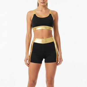 Custom Women's Fitness Bra and Shorts Set Moisture Wicking Polyester Workout Wear Wholesale Supplier - Product Image 1
