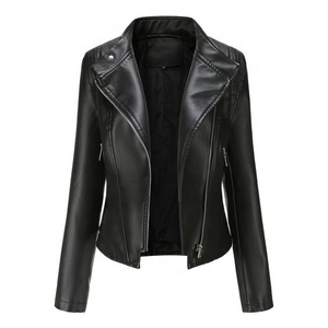 Vente en gros d'usine de qualité supérieure Veste de moto en cuir véritable tricotée décontractée et élégante pour l'hiver pour femmes dans un emballage de qualité supérieure - Product Image 1