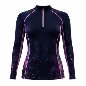 Haut de protection anti-UV à manches longues pour femme, couleurs personnalisées, impression numérique, écologique, séchage rapide, en Spandex et Polyester, idéal pour la natation - Vente chaude - Product Image 2