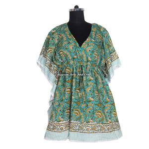 Vestido Corto Islámico con Estampado Floral, Diseño Moderno 2026, Abaya, Caftán con Estampado a Mano, Caftán Indio Hecho a Mano - Product Image 6