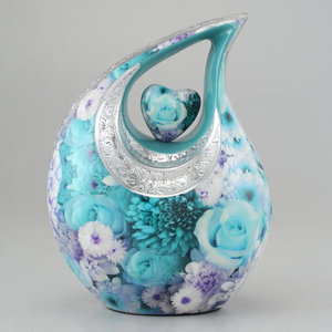 Uzair Handicrafts Colorful Tear Drop Customizable Design Adult Burial Cremation Urn Metal Ashes <b>Memorial</b> <b>Keepsake</b> Vase Funeral - Product Image 6