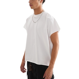 Men <b>White</b> Cap Sleeve Boxy T Shirt Sleeveless Muscle <b>Tee</b> Cotton Streetwear Wholesale Blank Tank Top - Product Image 5