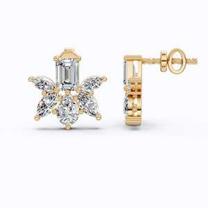 Pendientes de Diamantes Cultivados en Laboratorio con Corte Mariposa, 1.84 CT.T.W, Multi Stud, Oro Sólido de 14K, Chapado en Rodio, Certificado IGI, Lujo - Product Image 4