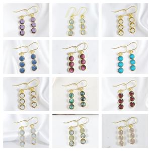 Pendientes colgantes de cuarzo rosa natural facetado hechos a mano – Pendientes largos para mujer – Joyería de piedras preciosas rosas - Product Image 2