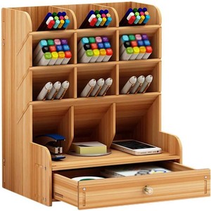 Organizador de Escritorio de Madera de Acacia - 4 Ranuras para Bolígrafos, Venta al por Mayor en Moradabad - Product Image 2
