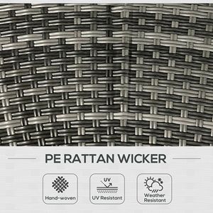Set di 4 sedie da divano in rattan con 4 tavolini portaoggetti e foro per ombrellone, colore grigio misto - Product Image 5