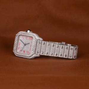 Luxury VVS Moissanite Diamond Diver <b>Watch</b> Stainless Steel Square Case <b>Arabic</b> Dial Numerals Integrated Link Band 100 Bar Water - Product Image 2