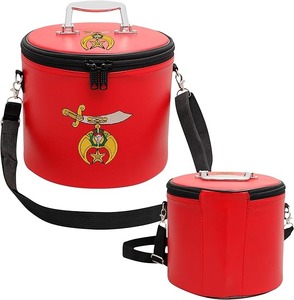 Estuche para Fez Shriner Bordado a Máquina – Caja de Almacenamiento de Lujo para Gorra Masónica con Correa, Regalos de Imitación de Cuero, Caja de Exhibición - Product Image 1