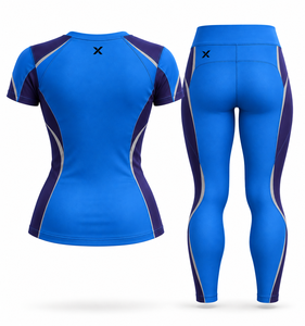 Ropa de entrenamiento de gimnasia para mujeres y niñas |   Bloques de Color Azul y Negro - Seis Colores |   Ropa Deportiva de Spandex/Poliéster |   Secado Rápido | - Product Image 2