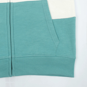 Sudadera con capucha de algodón polar para mujer, con bloques de color y cremallera completa, estilo casual urbano, con logotipo personalizado, al por mayor - Product Image 3