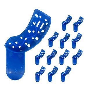 Ensemble professionnel de 12 porte-empreintes dentaires en plastique bleu royal |   Kit de plateaux de suivi jetables de qualité supérieure - Product Image 1