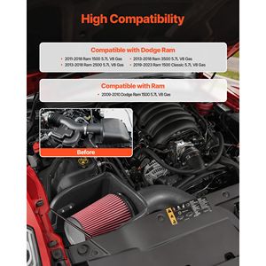 Sistema di Aspirazione Aria Fredda da 3,94 Pollici con Scudo Termico Compatibile con Dodge Ram 1500 2009-2018 e Ram 2500/350 2013-2018 per Tuning - Product Image 2