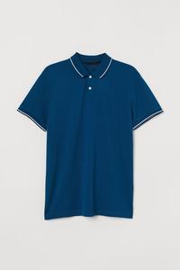 Men's Solid <b>Blue</b> Short Sleeve <b>Polo</b> <b>Shirt</b> Cotton Pique Knitted Casual Style Breathable Regular Fit - Product Image 4