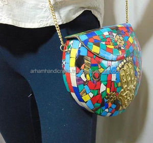 กระเป๋าคลัทช์โลหะโมเสกหรูหราสำหรับงานแต่งงานในโอกาสพิเศษงานทำมือด้วยการตกแต่งมุกหรูหราการออกแบบที่เป็นเอกลักษณ์ในราคา - Product Image 2