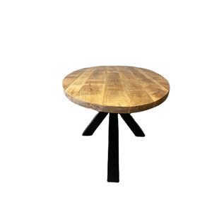 Mesa de Comedor de Madera de Mango Maciza de Alta Calidad con Patas Cruzadas de Metal Negro, Diseño Moderno, Muebles para el Hogar para Comedor y Sala de Estar - Product Image 2